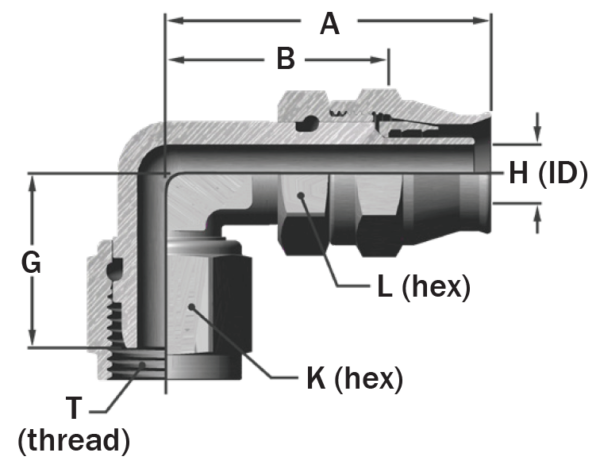 148-05218-08 - Medium Pressure TFE Flareless Hose Fittings - 90º Elbow, Flareless, Forged - Image 2