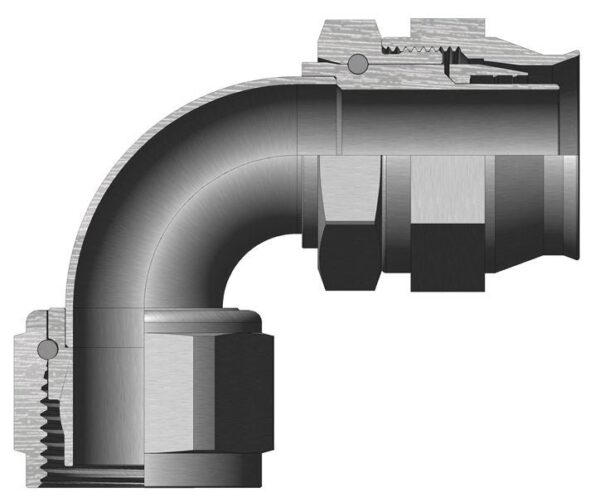 148-05220-12 - Medium Pressure TFE Flareless Hose Fittings - 90º Elbow, Flareless, Bent Tube