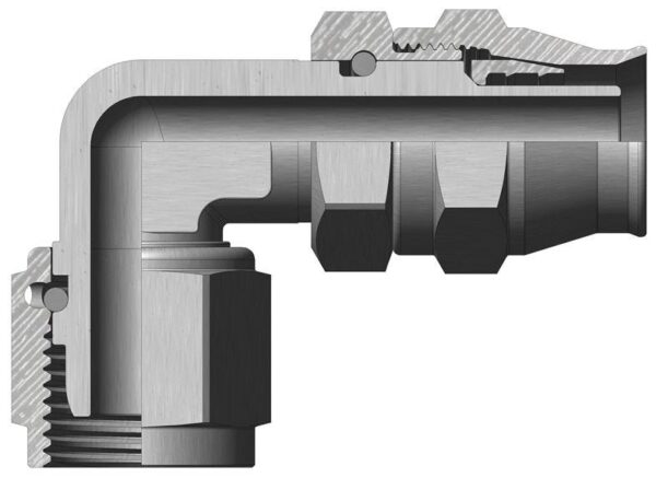 148-05218-3/-4 - Medium Pressure TFE Flareless Hose Fittings - 90º Elbow, Flareless, Forged